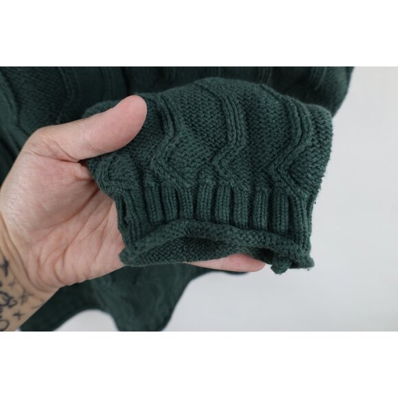Vintage 90s Esprit Womens Large Faded Babydoll Marled Knit Sweater Green Cotton - Picture 7 of 12